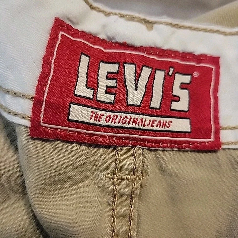 Levi's Cargo Shorts‎ Mens 42 Khaki Relaxed Baggy Flat Front 12